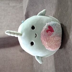 Squishmallows Niema The Narwhal Pink Blue Stuffed Toy Plush VG- 5"
